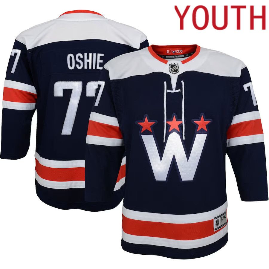 Youth Washington Capitals #77 TJ Oshie Navy Alternate Premier Player NHL Jersey